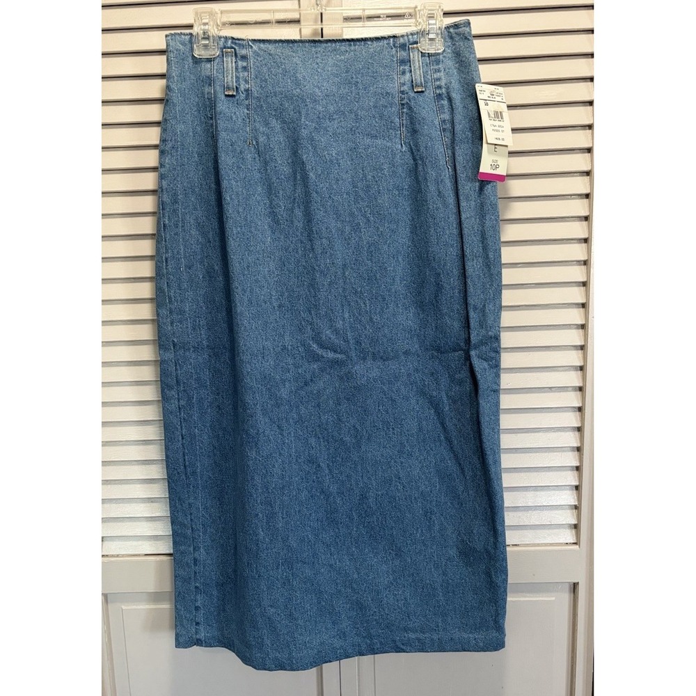 Hunt Club Denim Pencil Skirt Zip Back Snap Slit NWT Size 10P Belt Loops